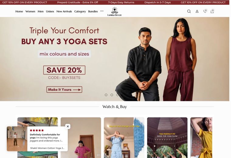 Lumina Breeze website homepage